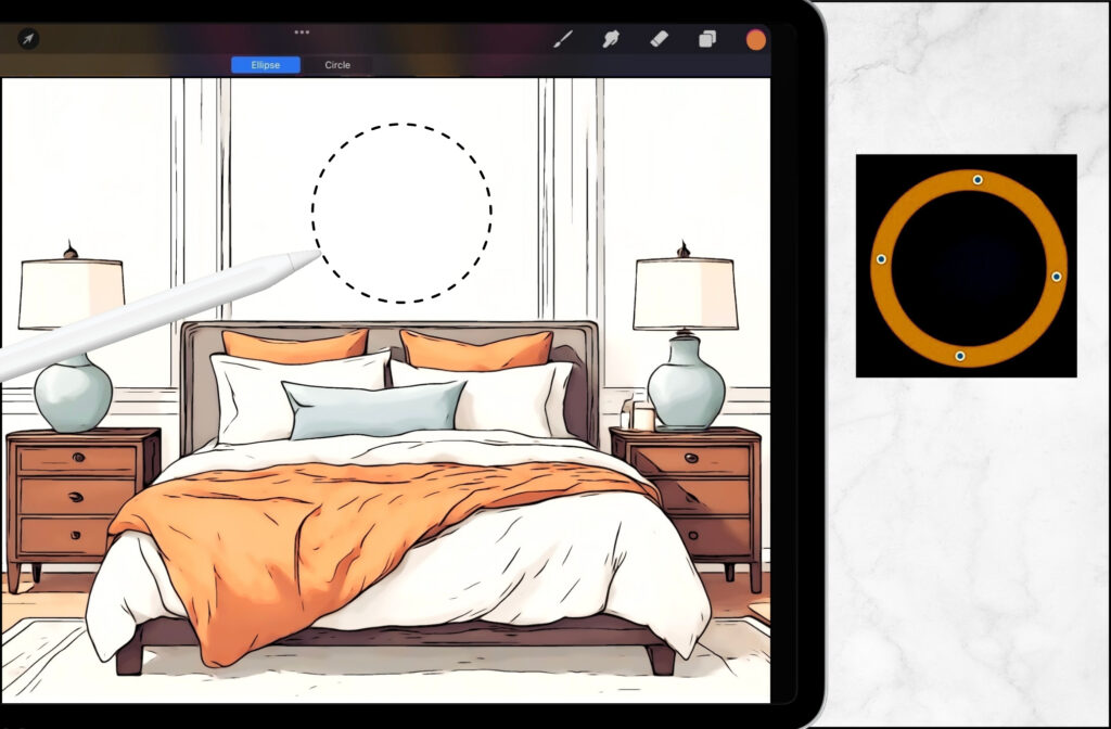 Color panel, Procreate, ellipsis, circle, easy shaping tools